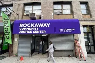The exterior of the Rockaway Community Justice Center in Queens.
